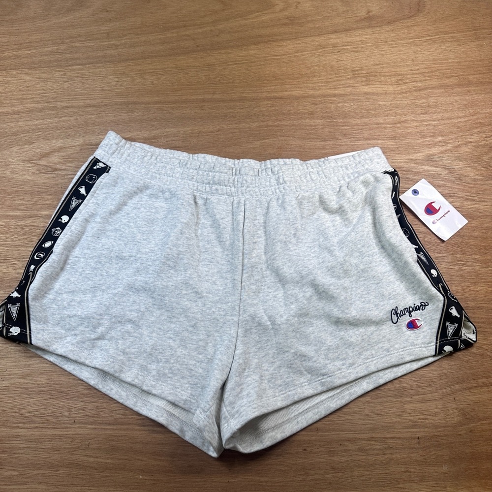 Champion Womens XXL Athletic Shorts NWT Ash Heather Logo Tape Lounge Gym